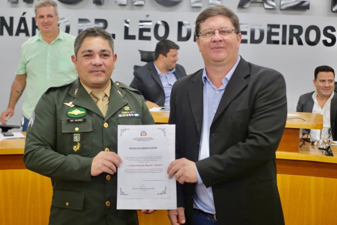 Sargento do Exército é homenageado na Câmara por trabalhos prestados à região